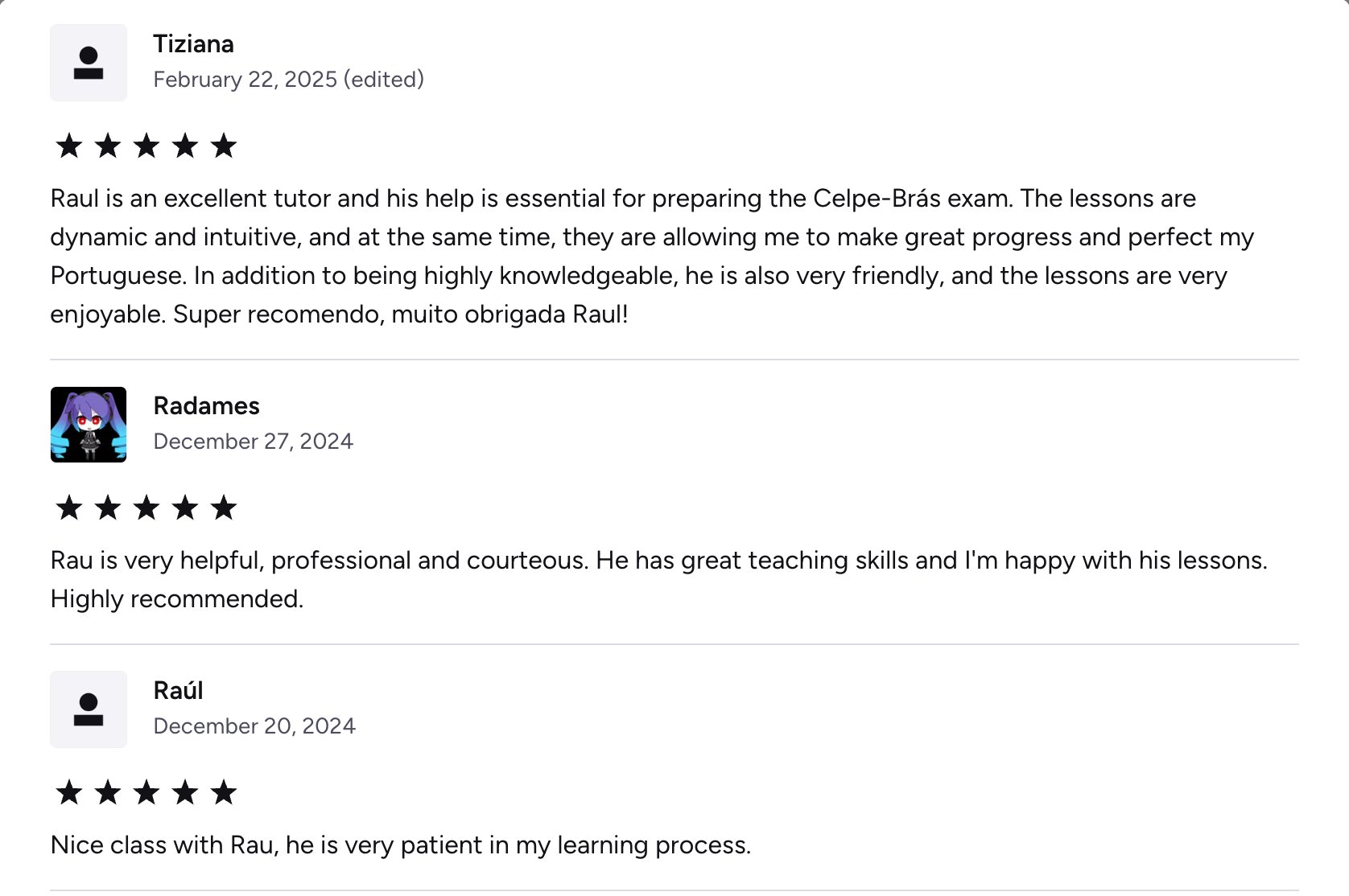 Verified Preply review of Rau