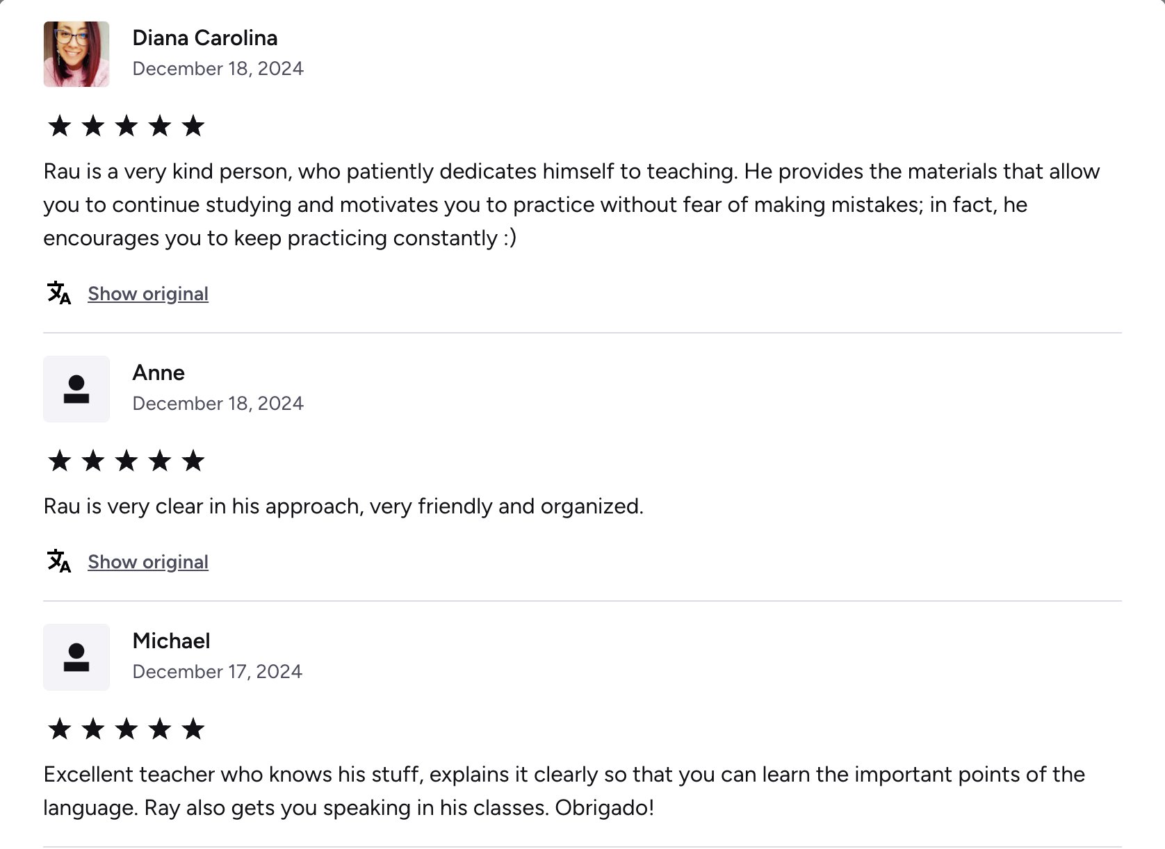 Verified Preply review of Rau
