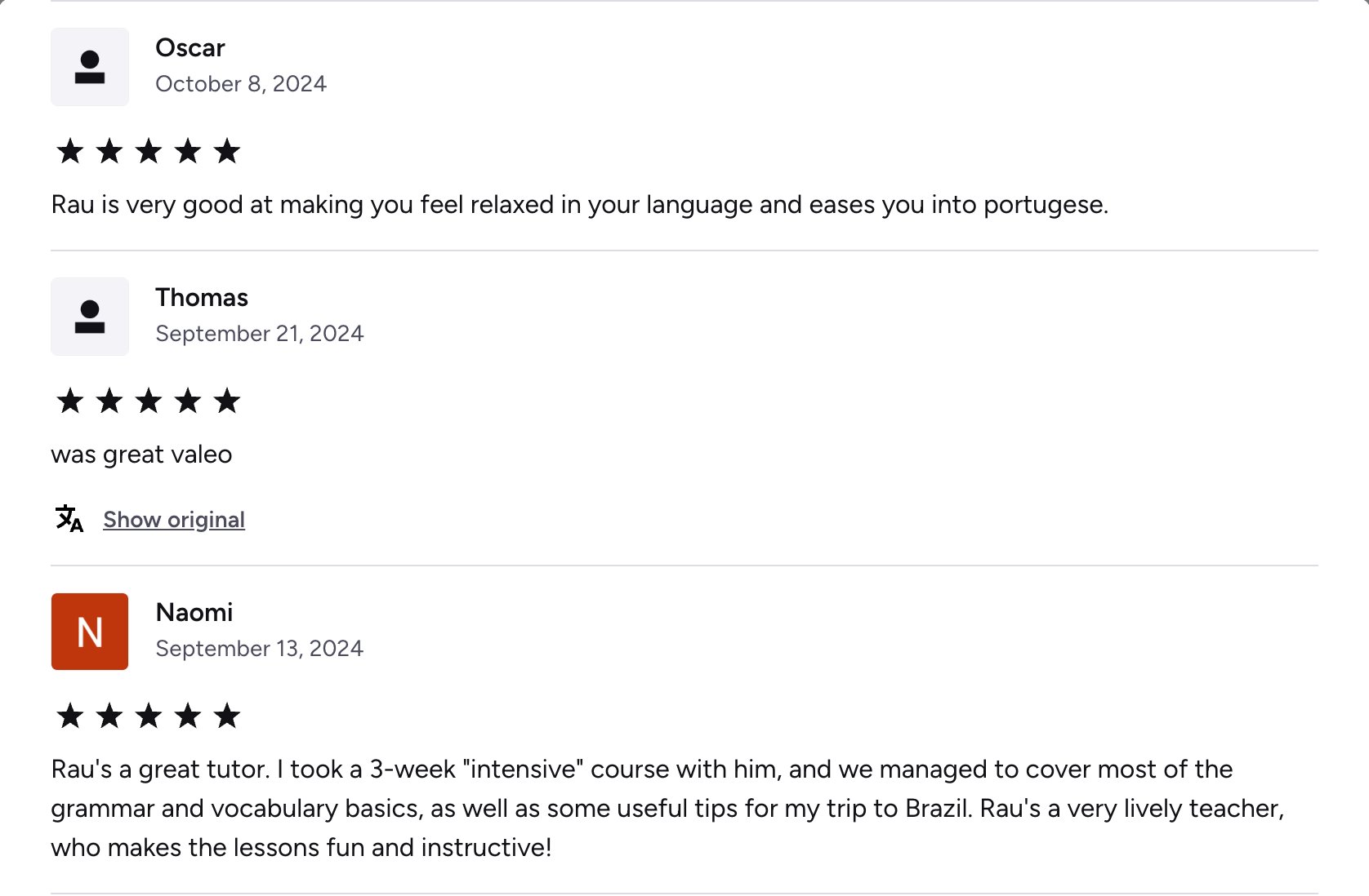 Verified Preply review of Rau