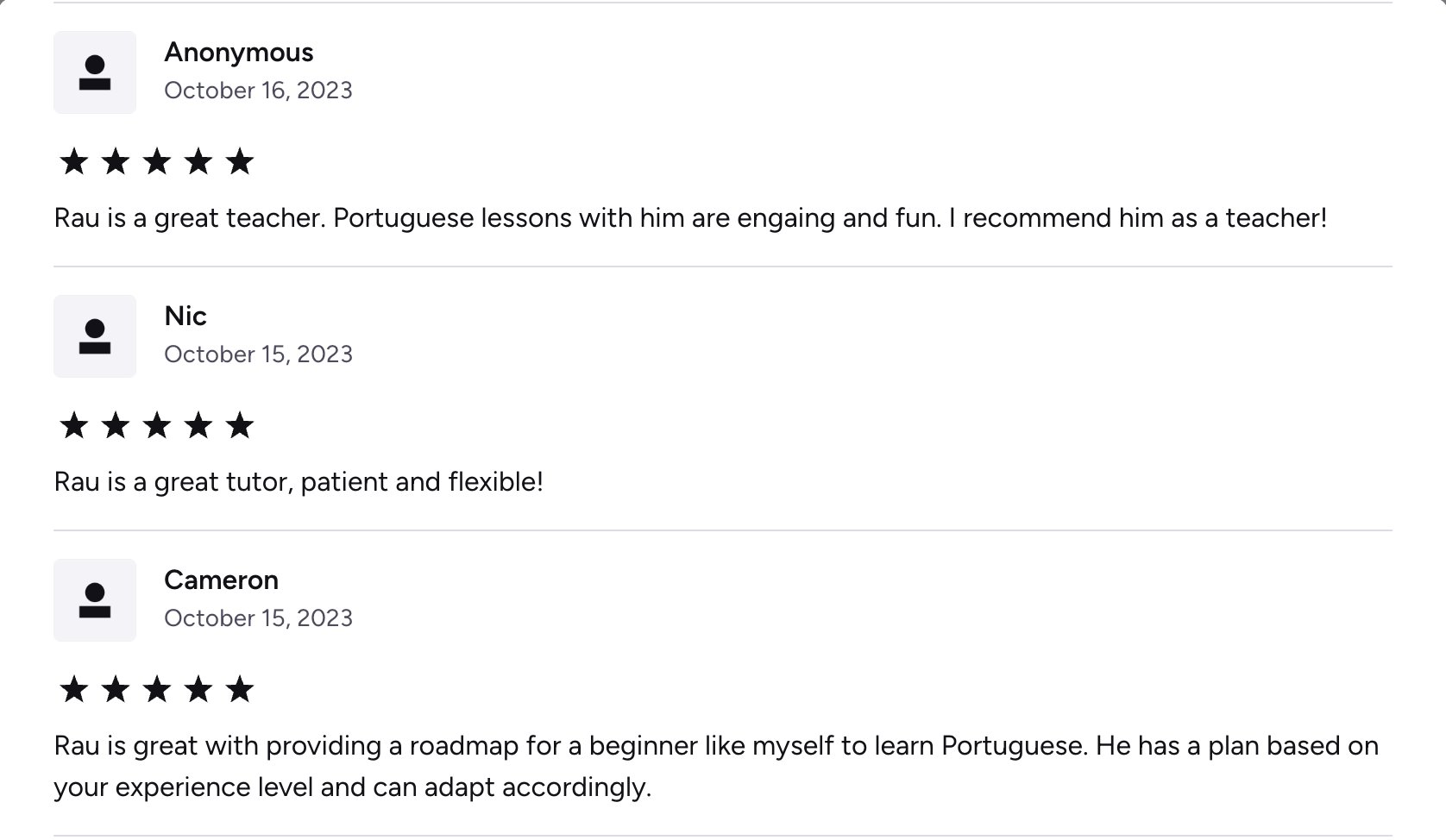 Verified Preply review of Rau