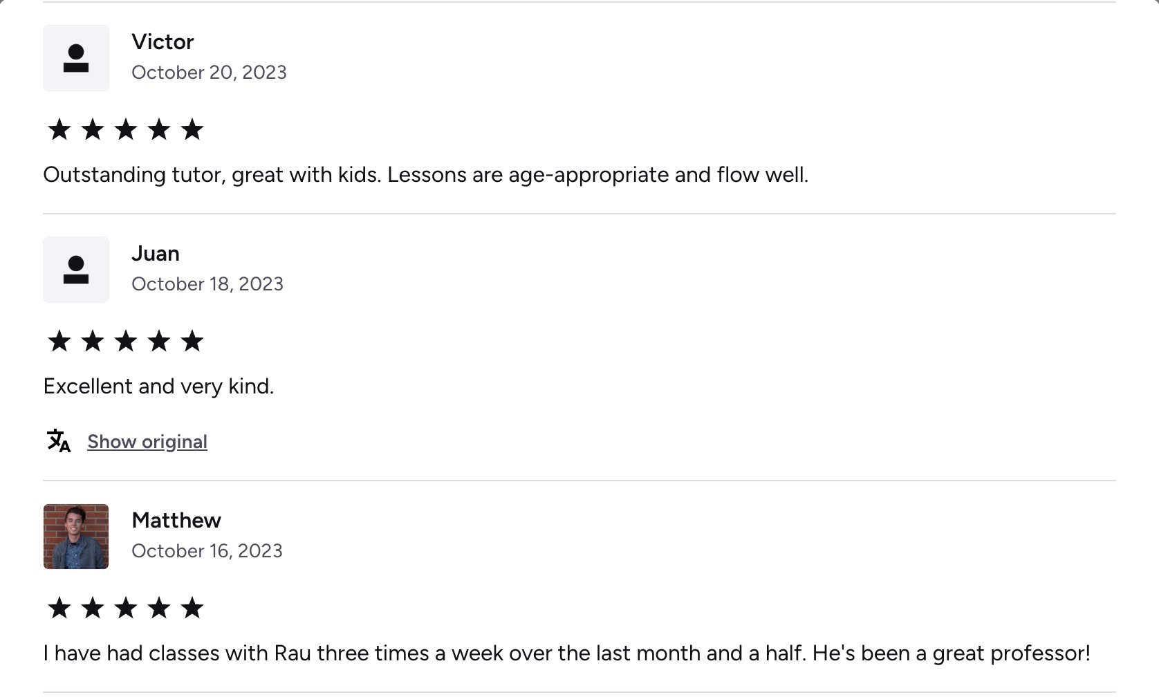 Verified Preply review of Rau