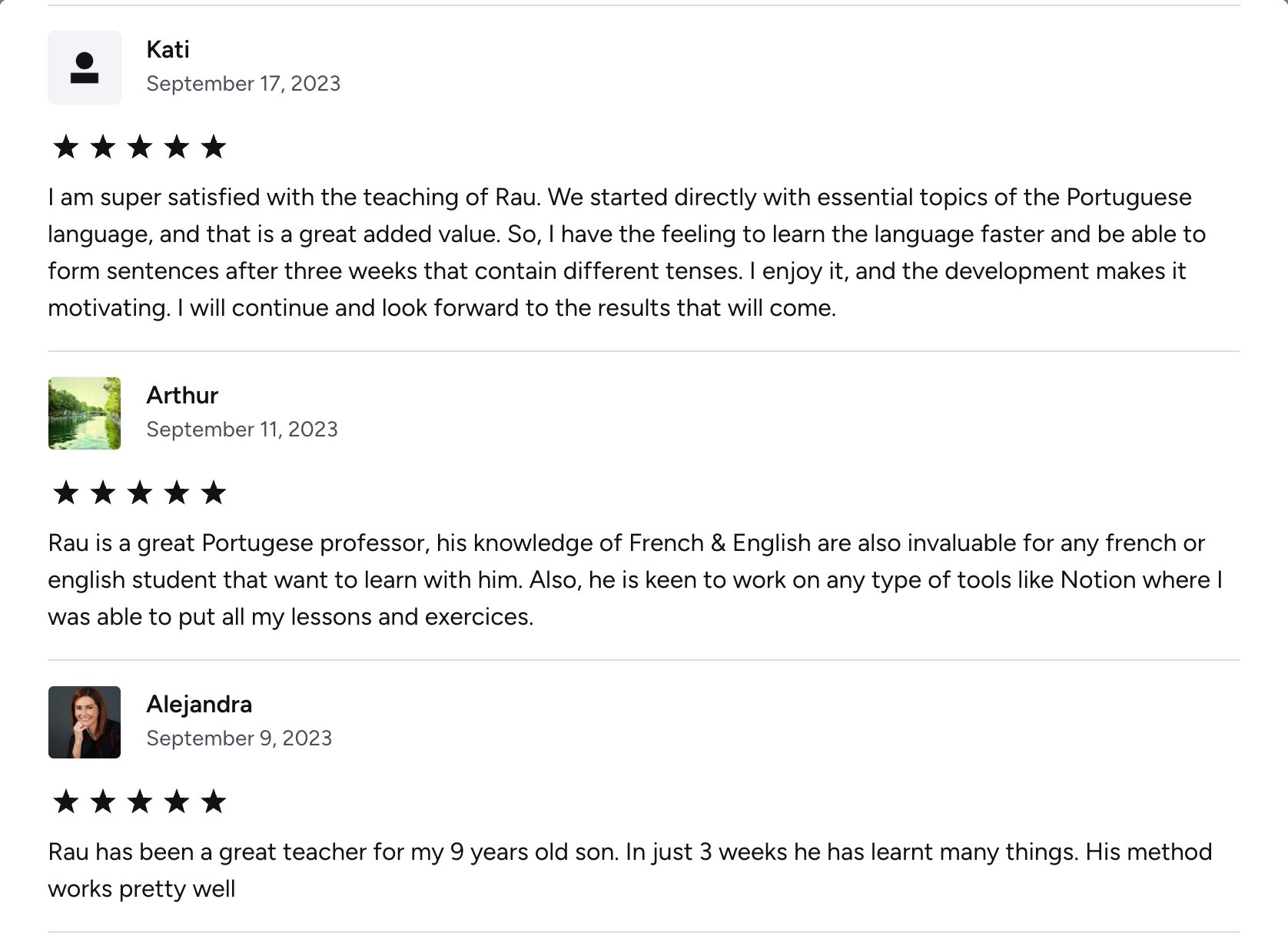 Verified Preply review of Rau
