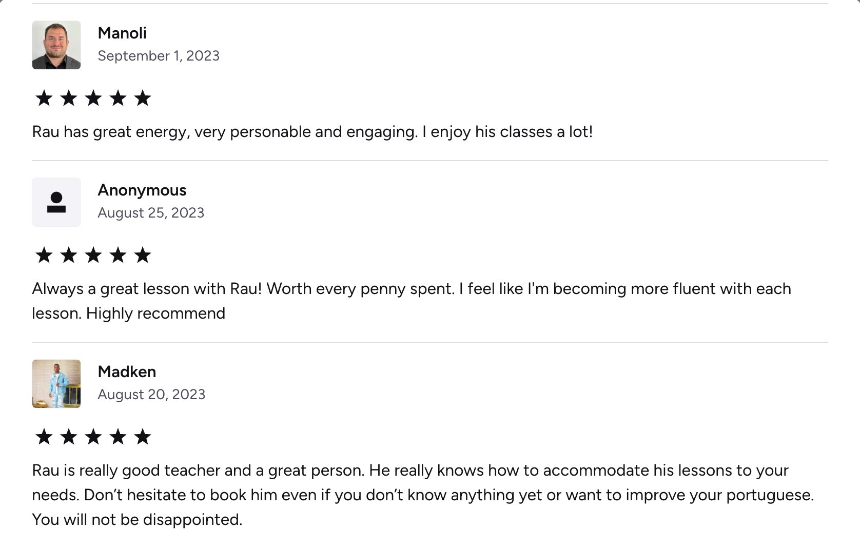 Verified Preply review of Rau