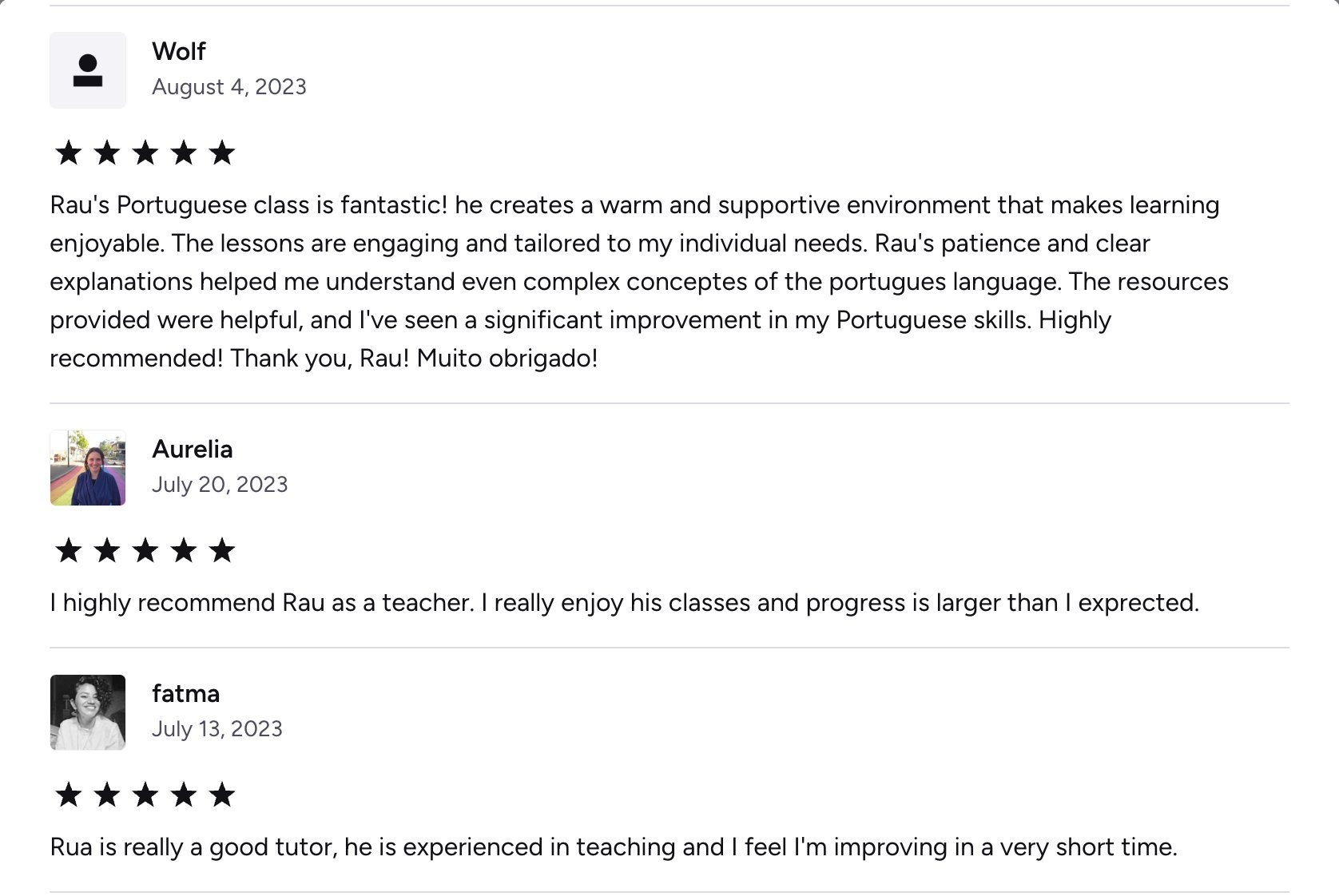 Verified Preply review of Rau
