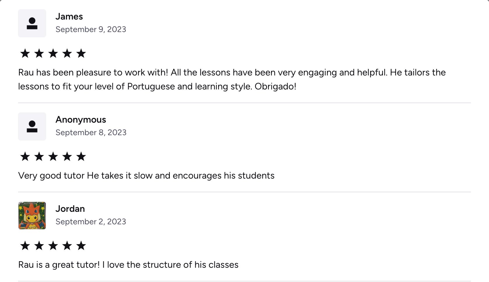 Verified Preply review of Rau