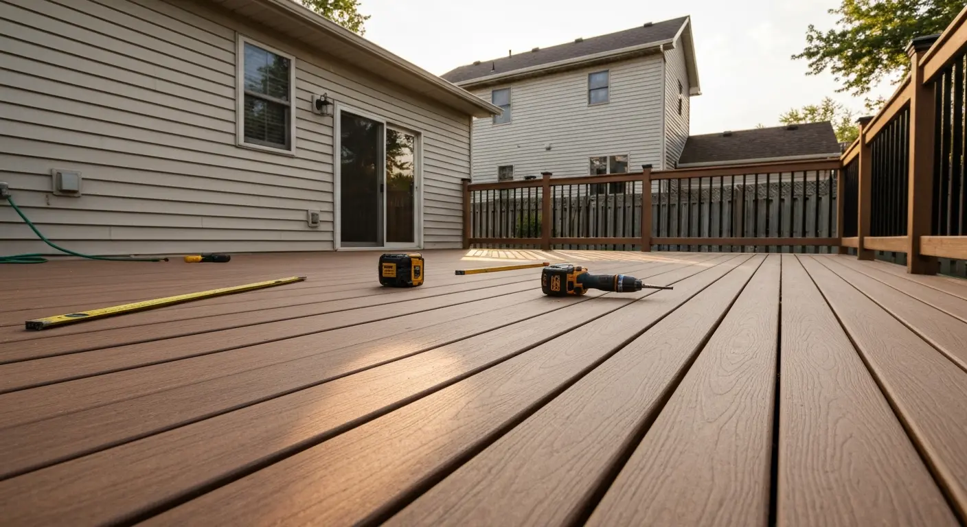 Composite deck with low-maintenance finish