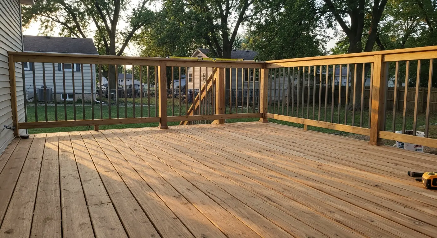 Wood deck in Des Moines backyard
