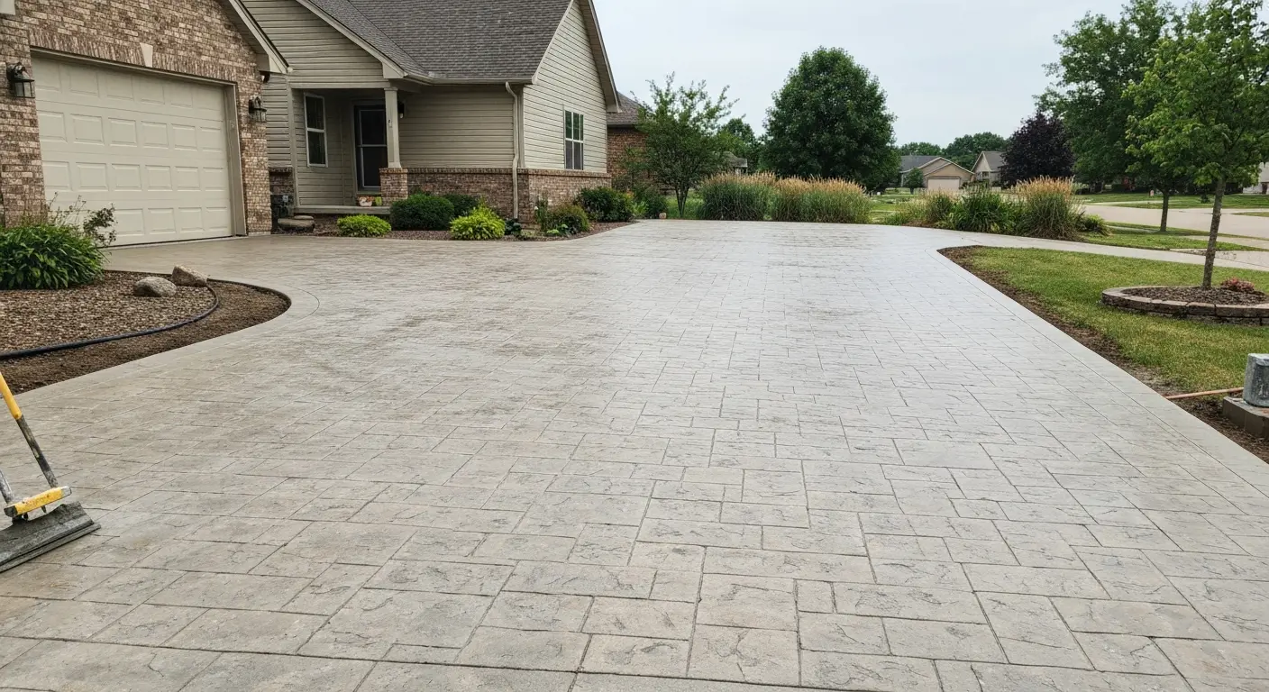 Resurfaced concrete driveway