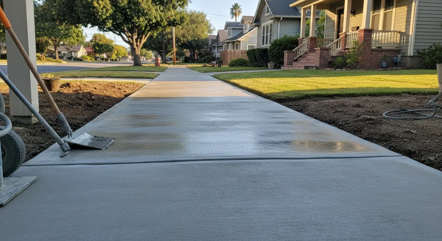 Repaired concrete walkway