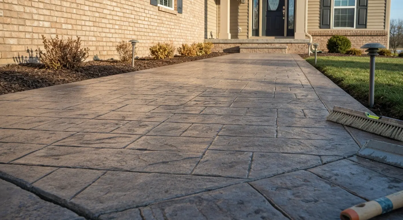 Decorative concrete walkway