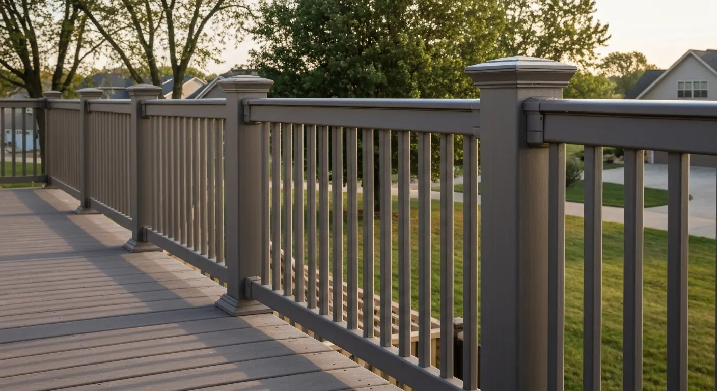 Composite deck railings and safety features