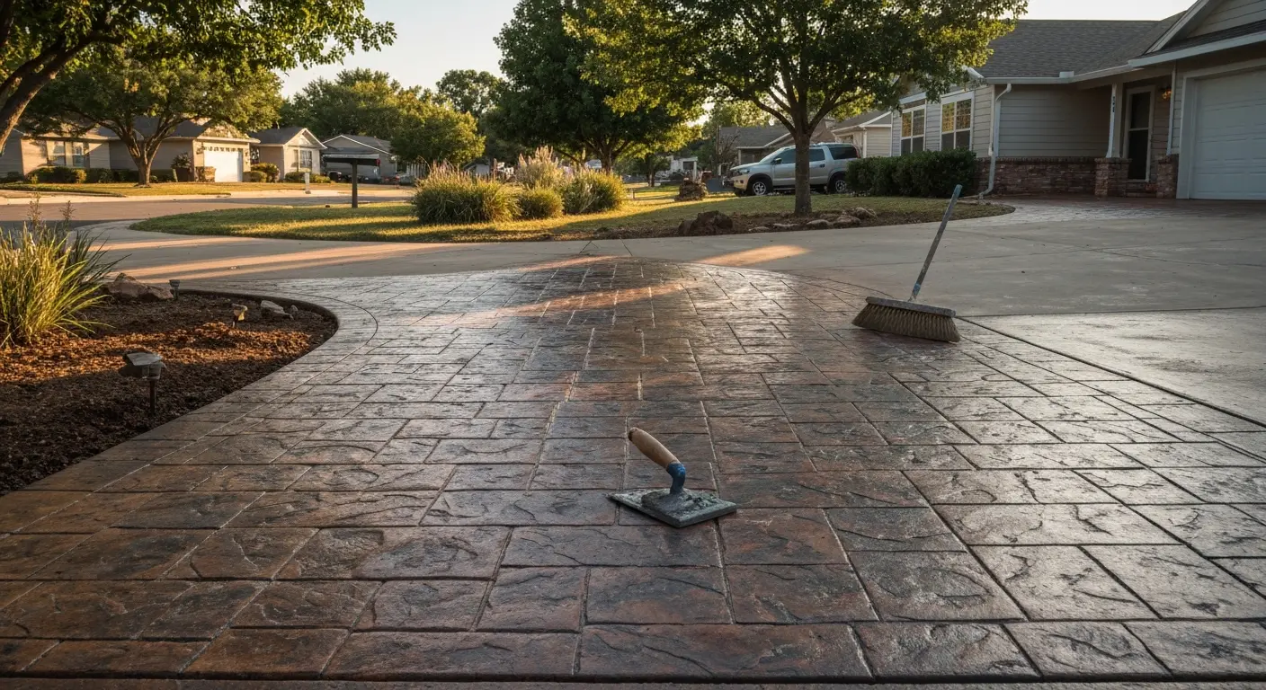 Stamped concrete walkway