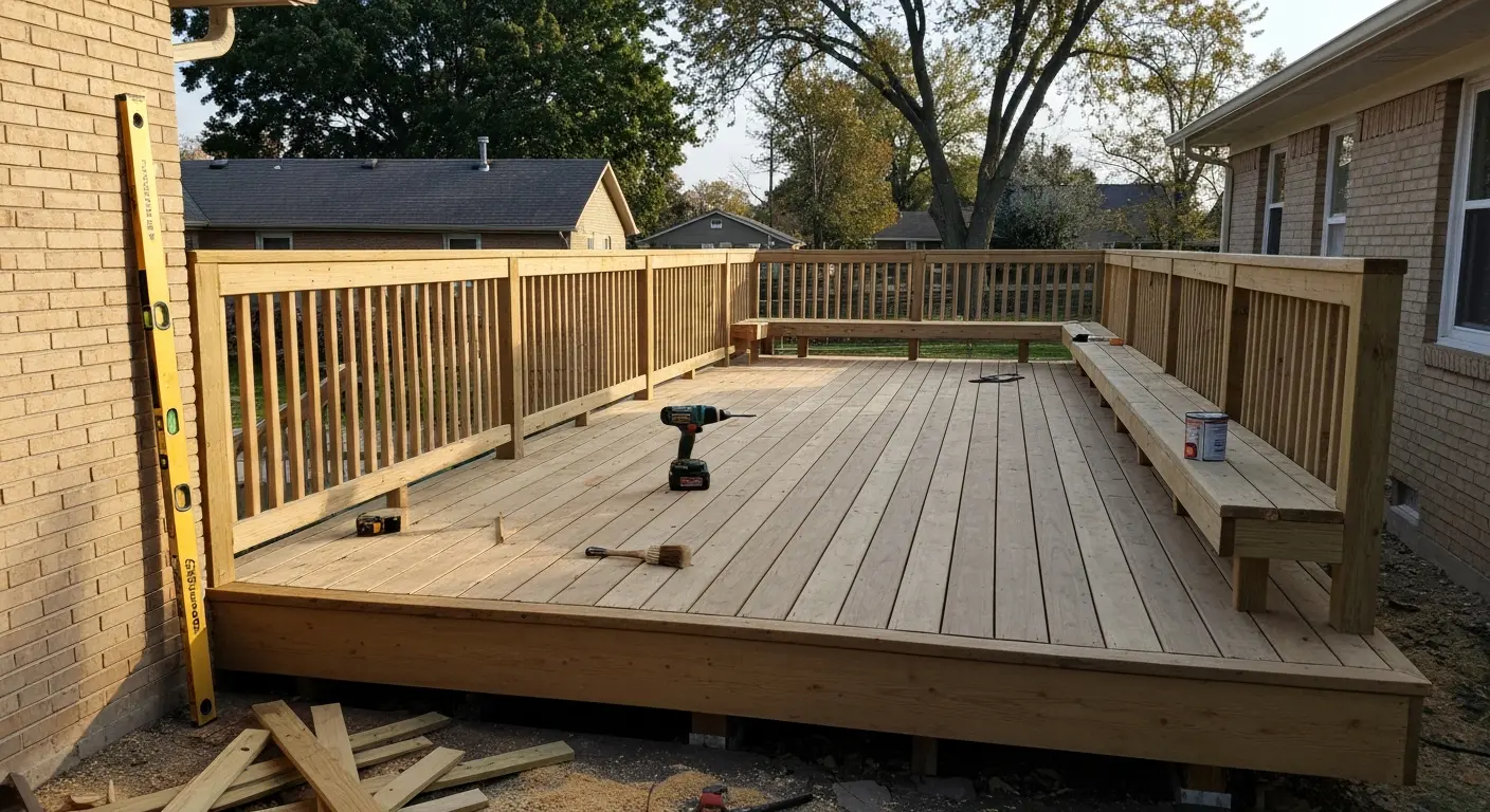 Custom wood deck construction