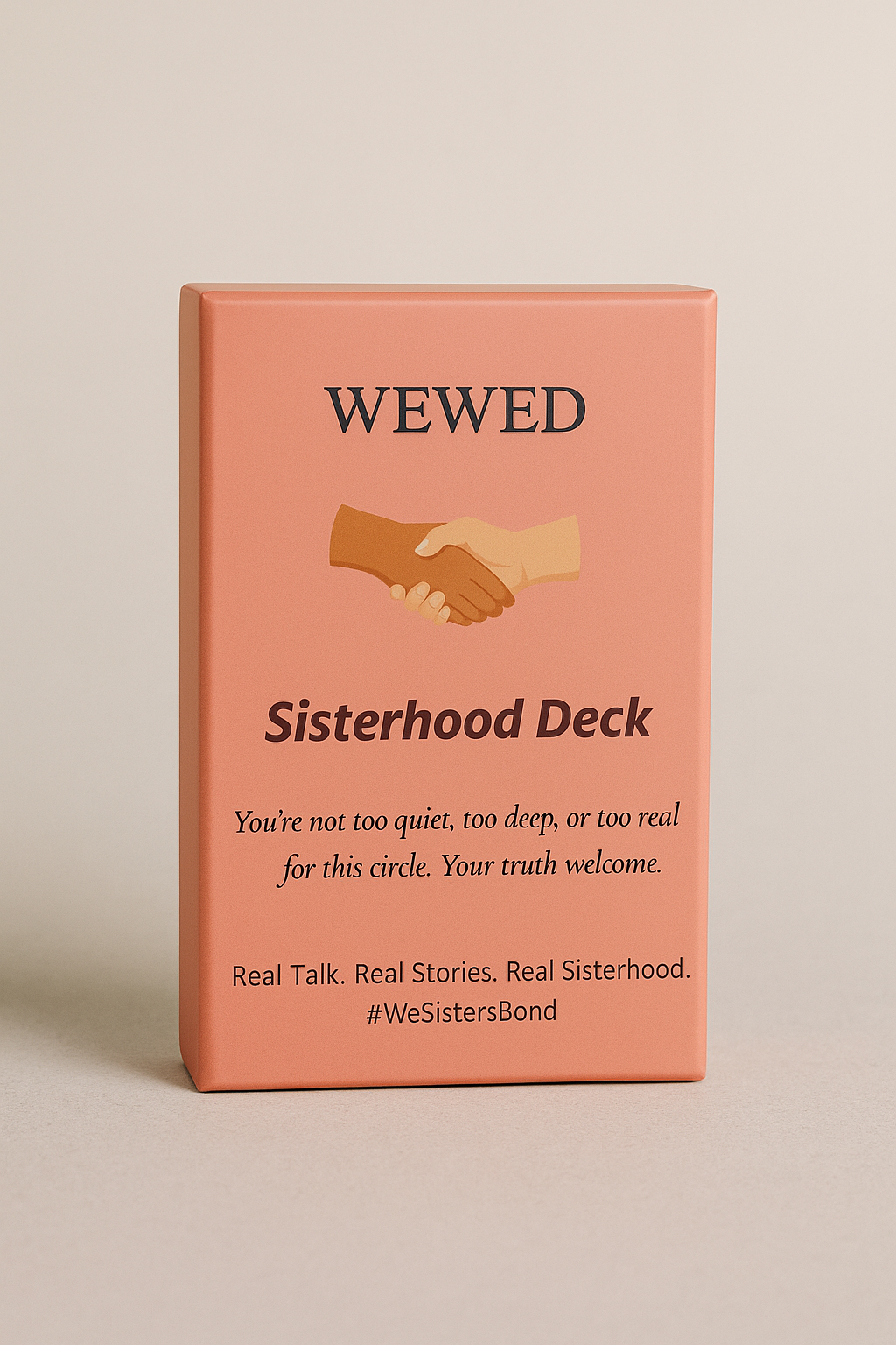 The WeWed Sisterhood Deck, a set of 40 conversation cards for women, in its branded case