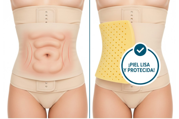 Comparativa de piel con y sin protección de espumas tras cirugía estética.