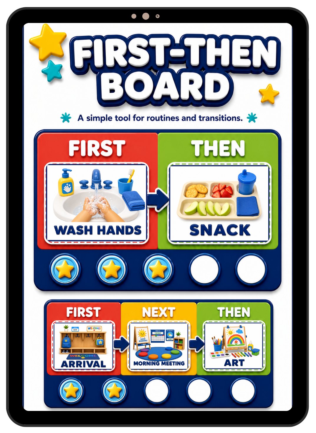 First-Then board for school routines