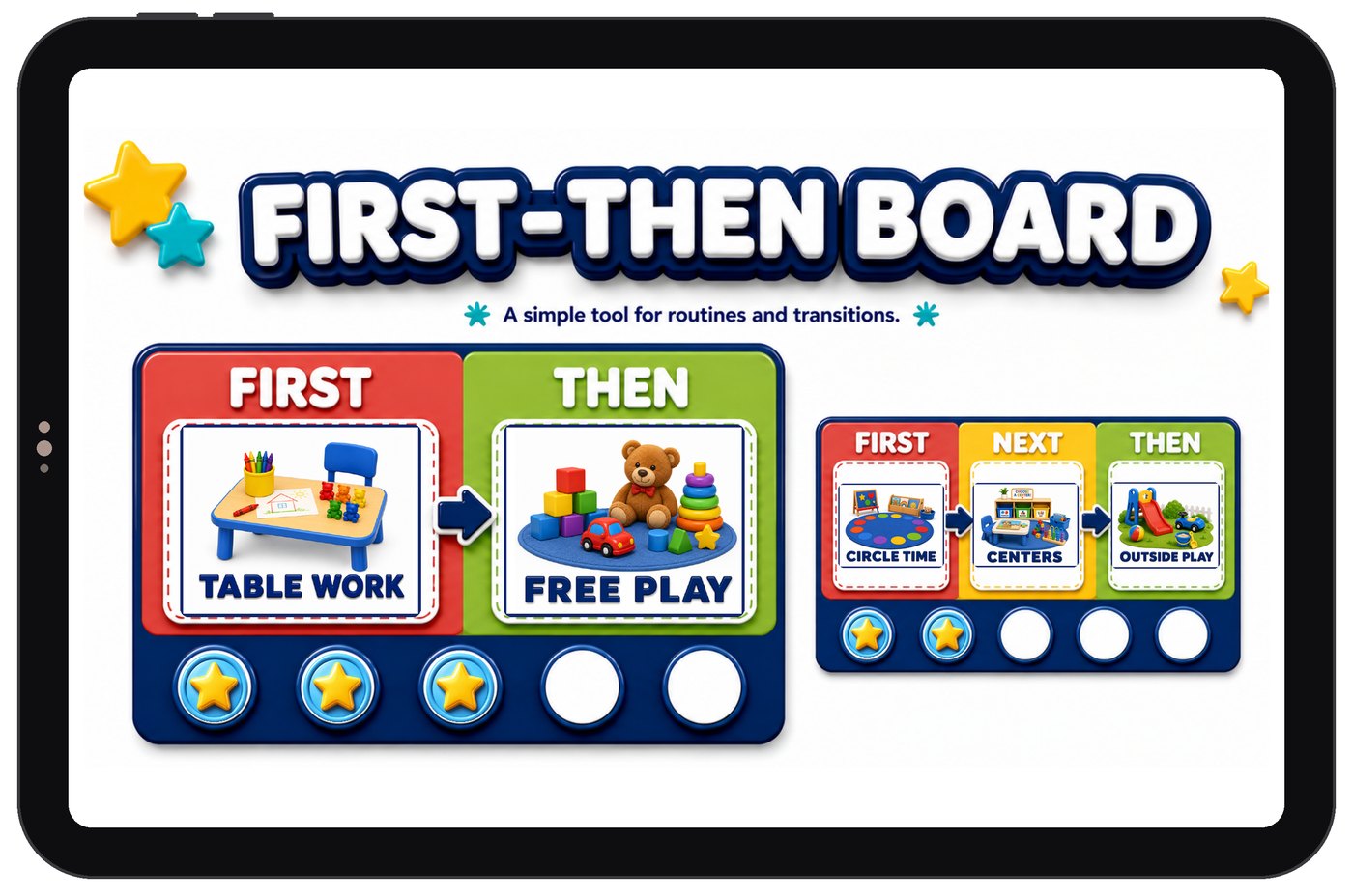 First-Then board for school routines