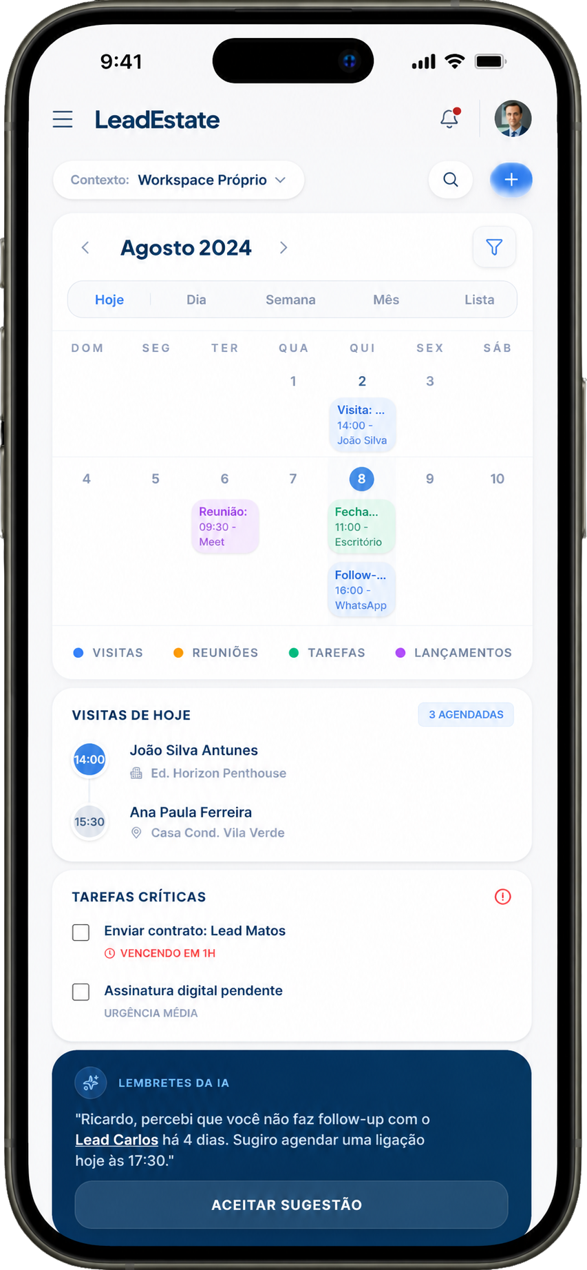 Mockup do sistema no celular