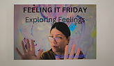 Video thumbnail titled “Feeling It Friday: Exploring Feelings,” showing a woman in glasses with her hands raised in front of a colorful abstract painting Video thumbnail titled “Feeling It Friday: Exploring Feelings,” showing a woman in glasses with her hands raised in front of a colorful abstract painting