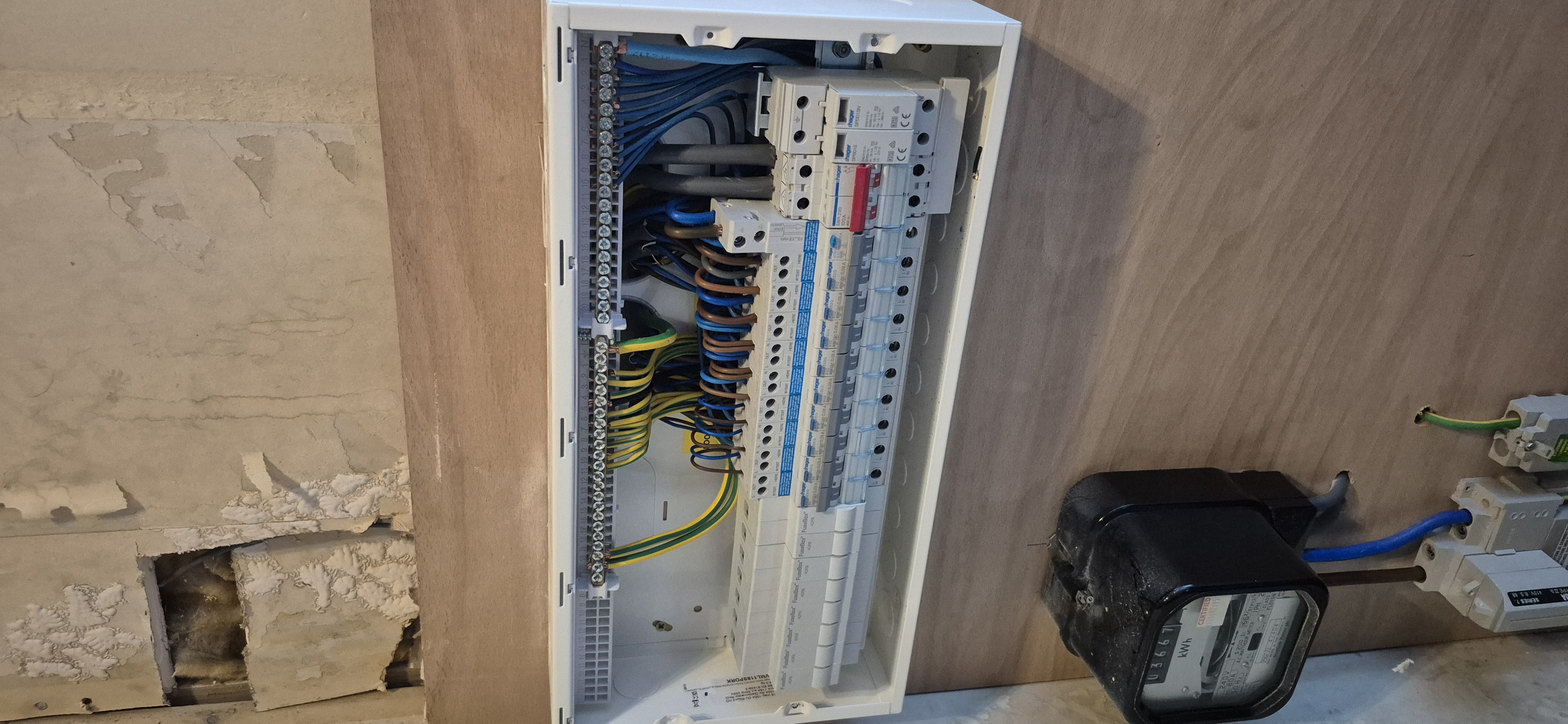 Large consumer unit installed as part of a full rewire