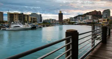 Marina boardwalk at dusk