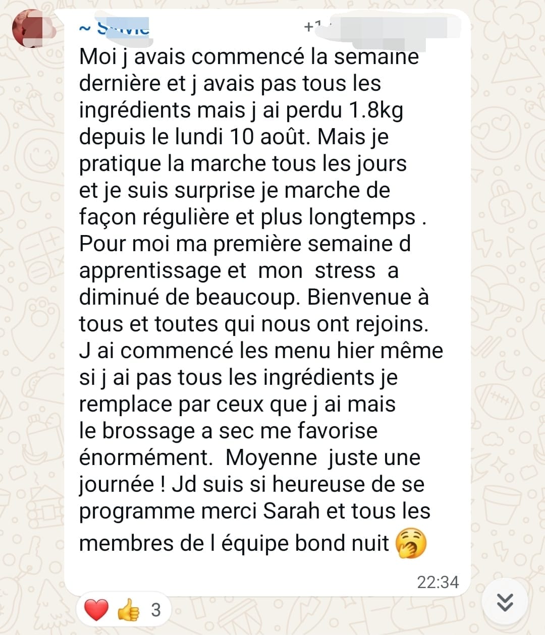 Expérience d’une participante