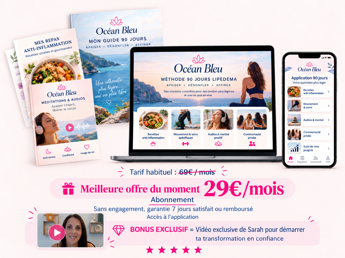 Sarah et les ressources comprises dans l’offre Océan Bleu
