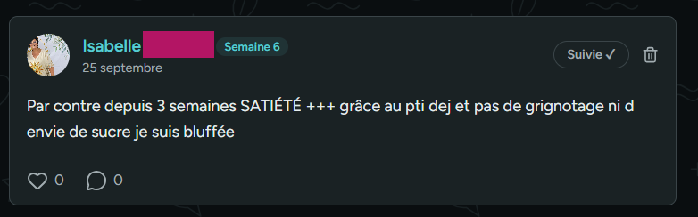 Avis d’Isabelle sur la satiété