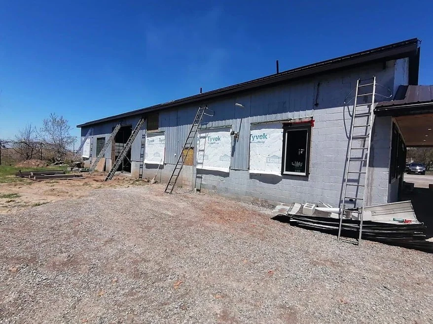 Exterior renovation in progress