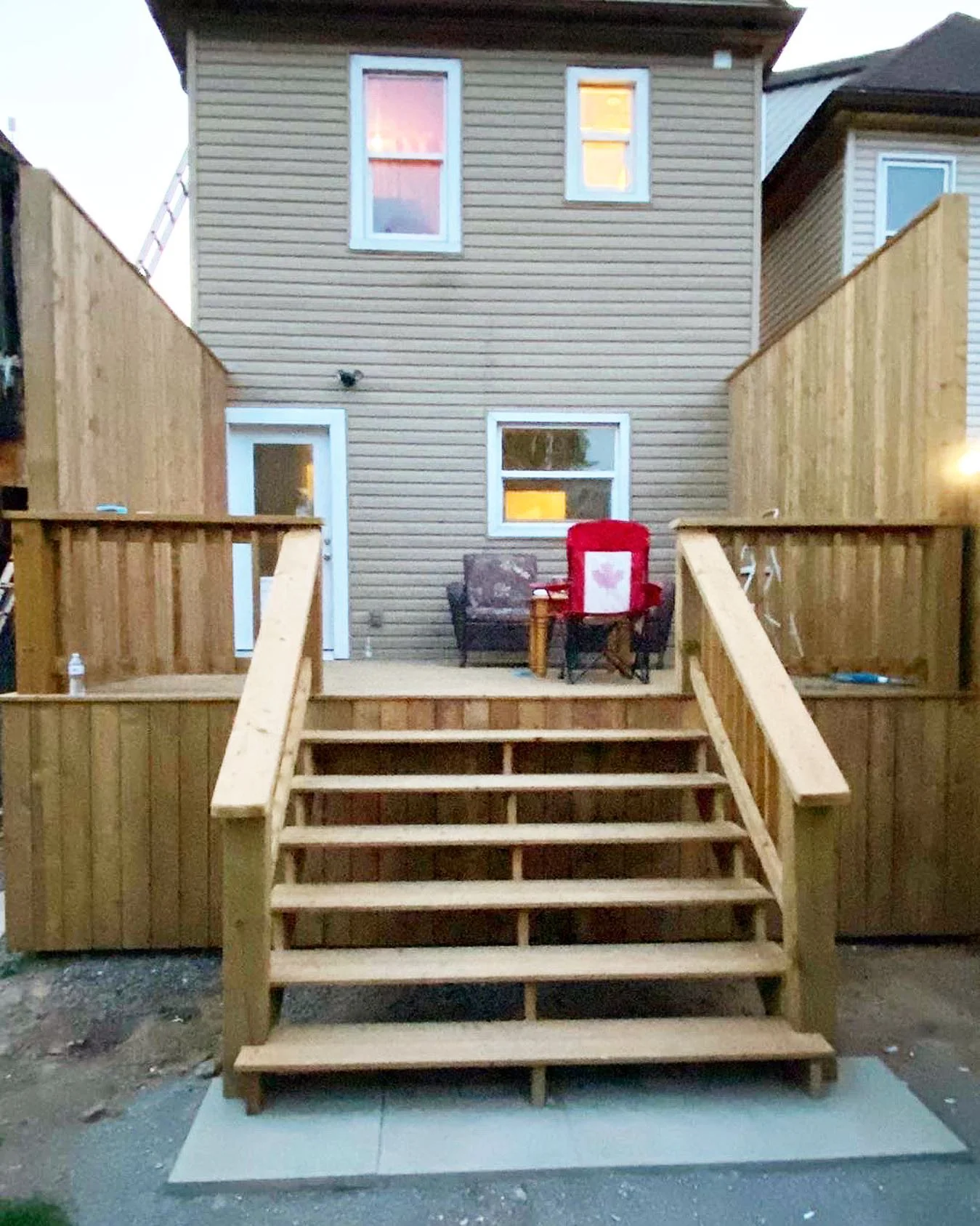 Finished exterior deck stairs