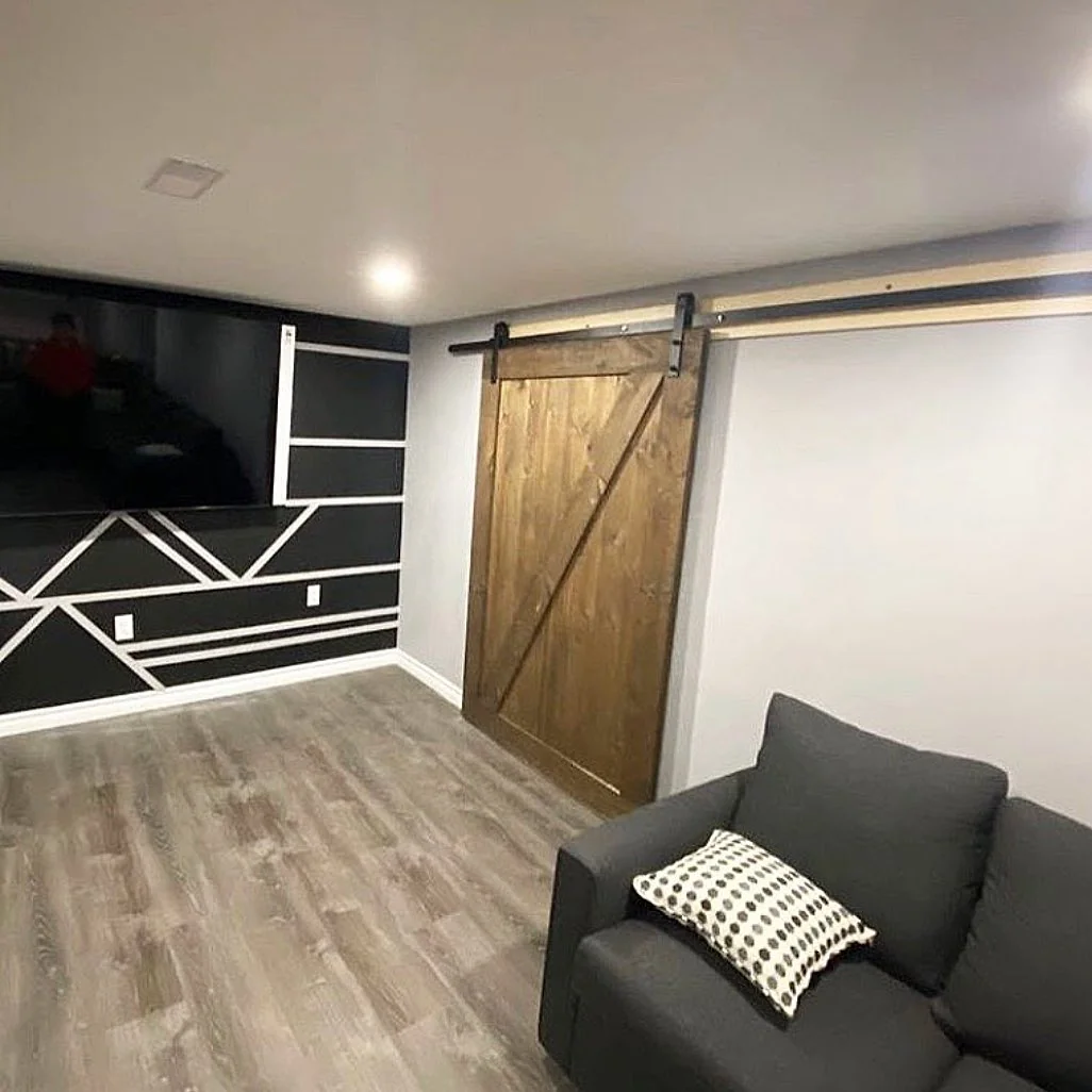 Finished basement feature wall