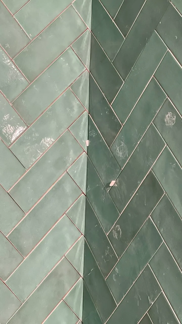 Handmade green tile detail