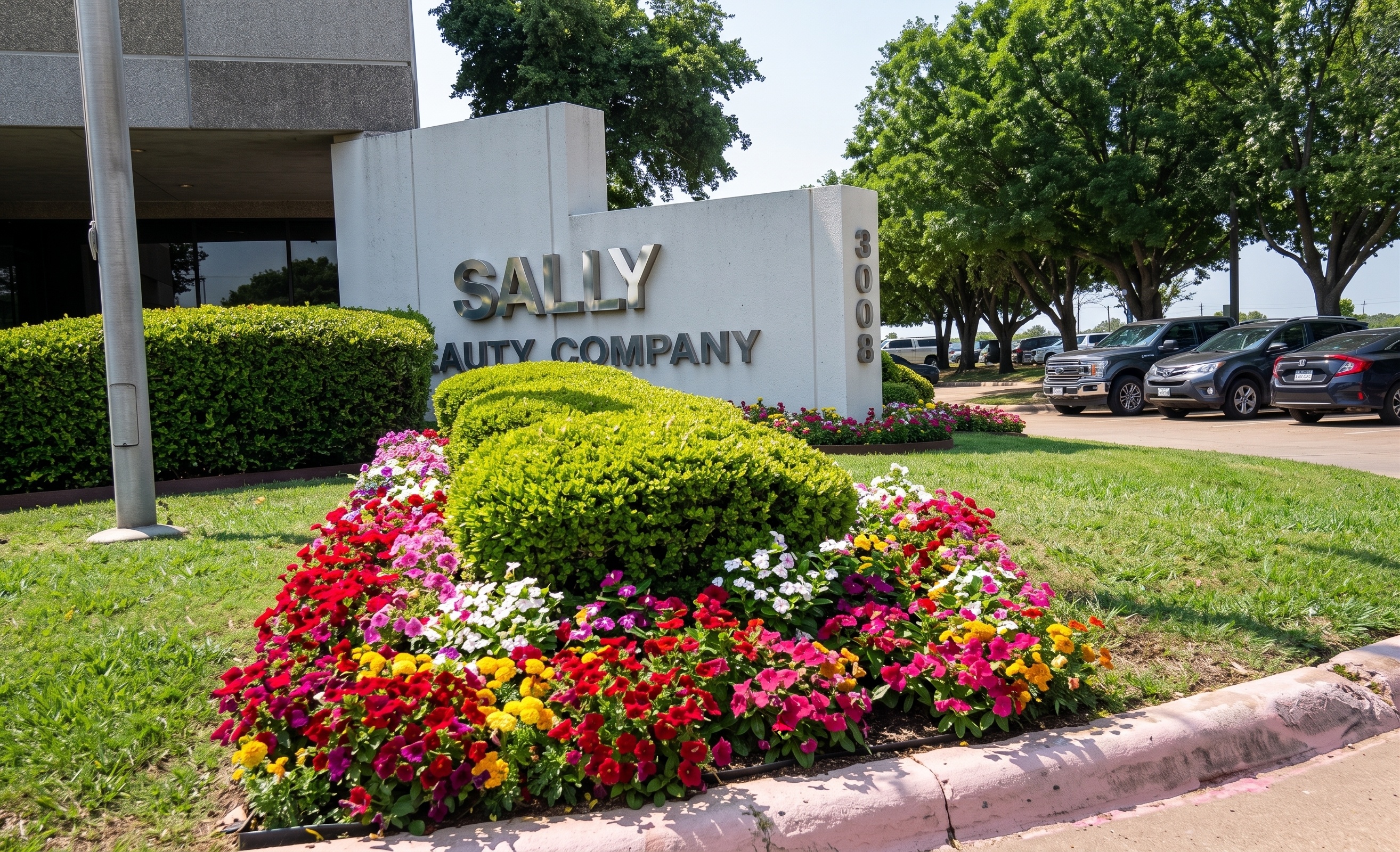Landscaped flower bed at the Sally Beauty corporate office