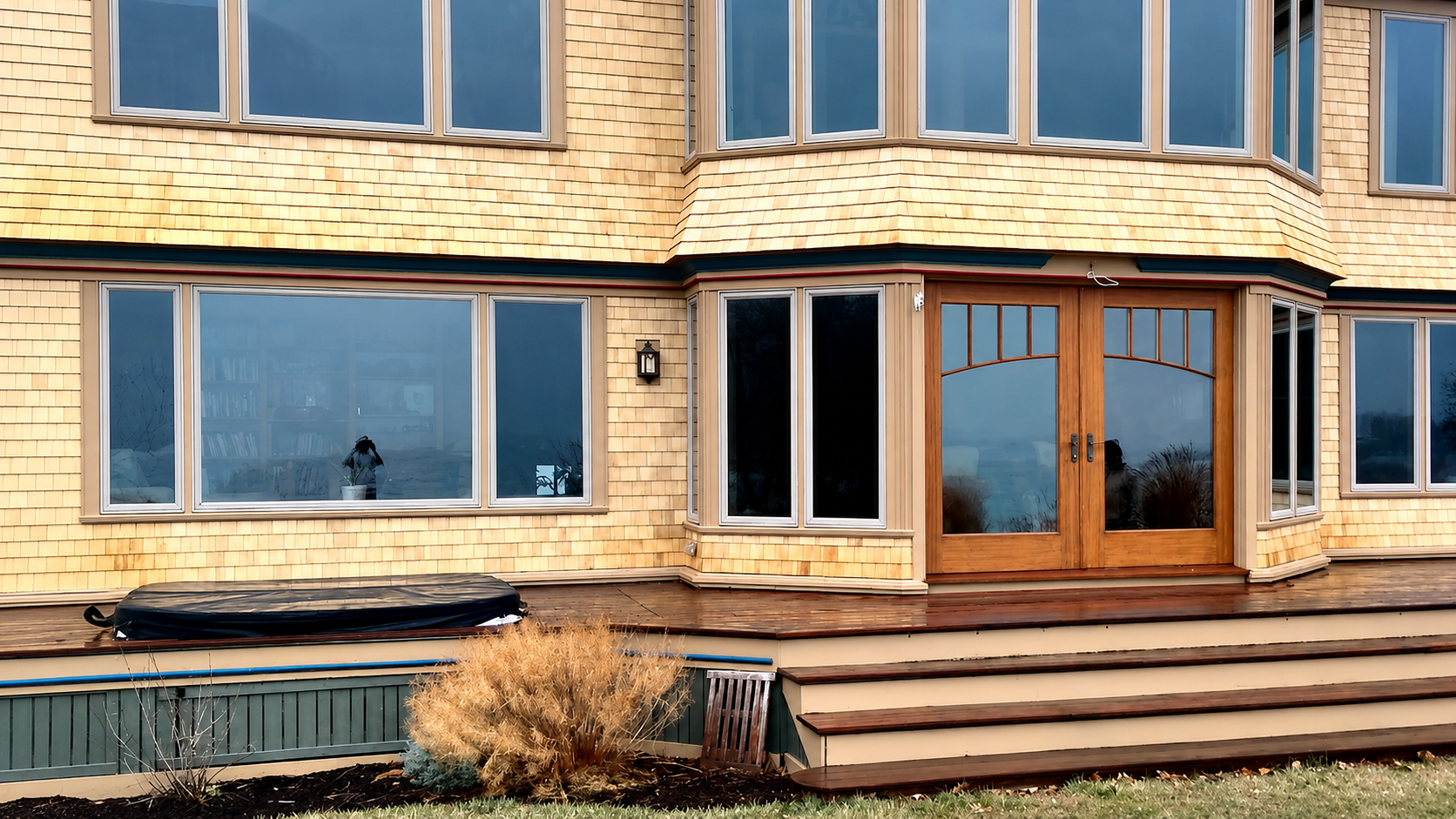 Cedar shingle siding on a New England home