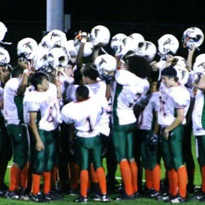 Football team gathered on the field