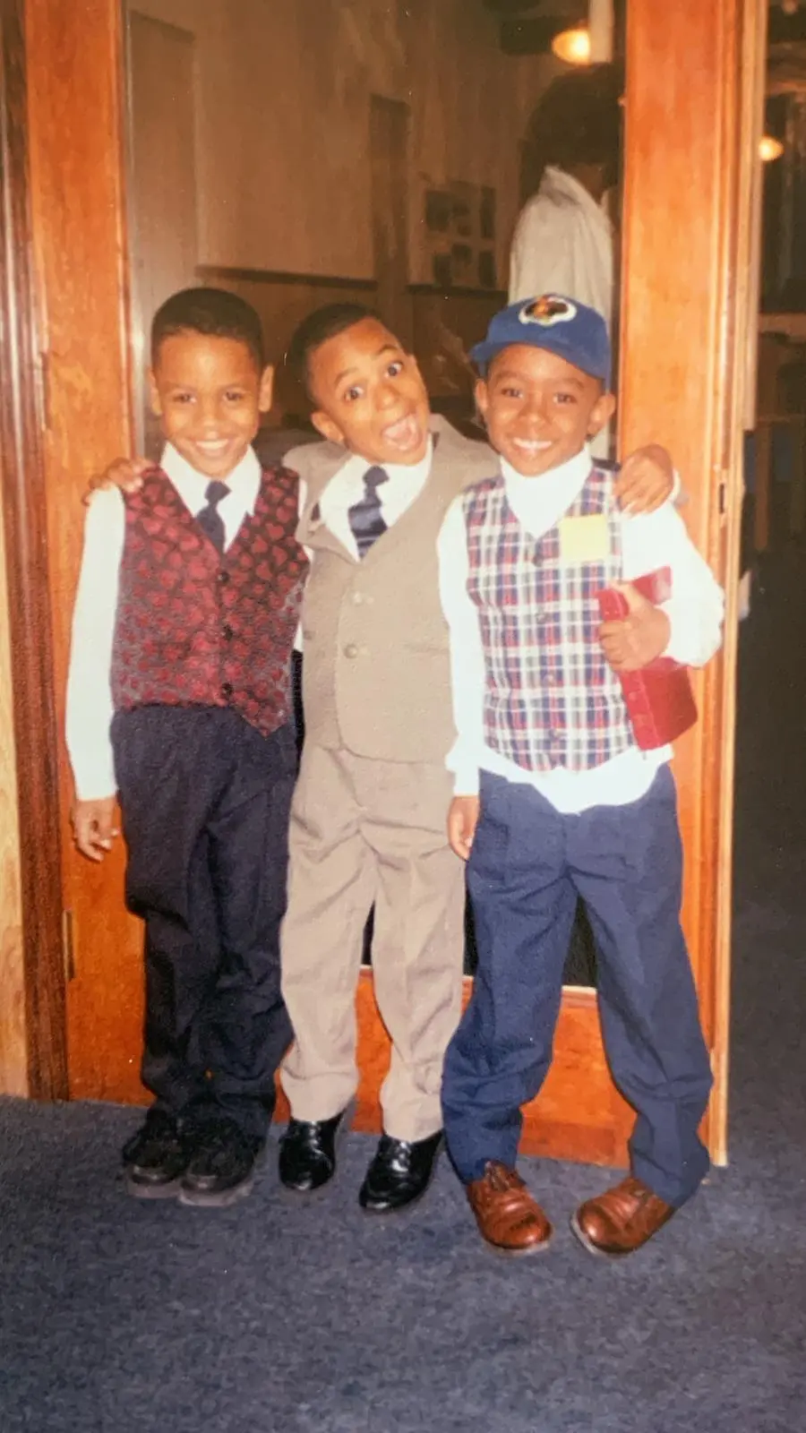 Will with friends dressed for church