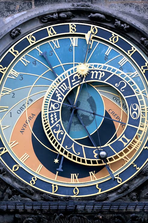 Astronomical clock face with the zodiac ring