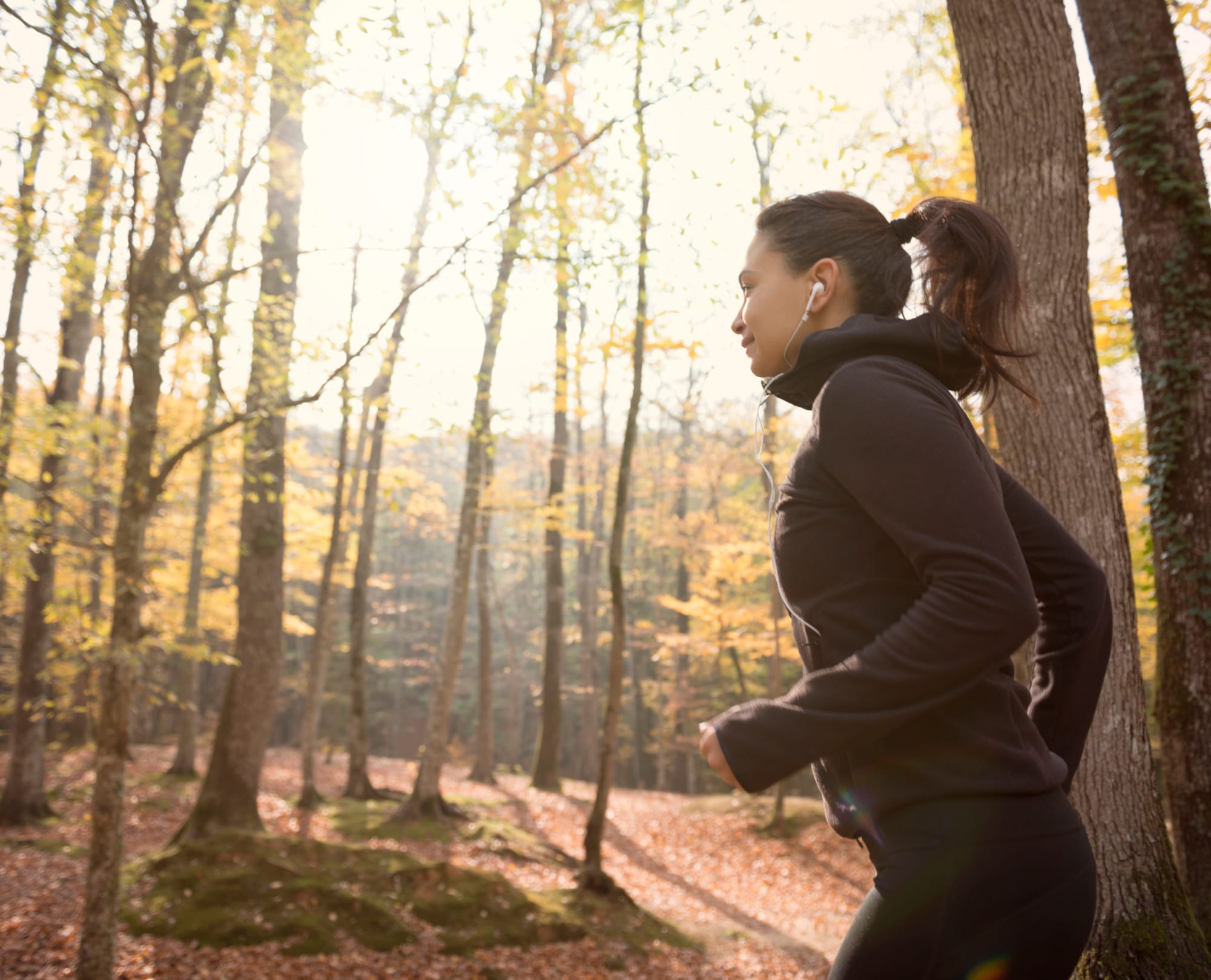 A woman running in the morning