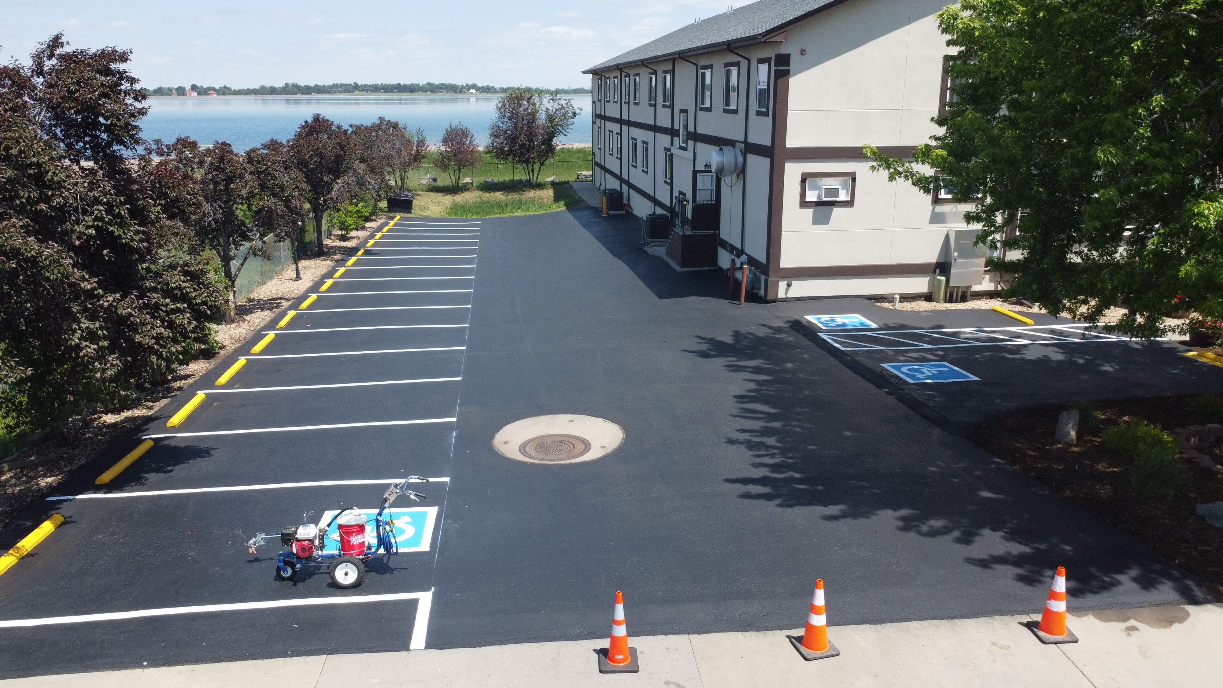Sealcoated parking lot