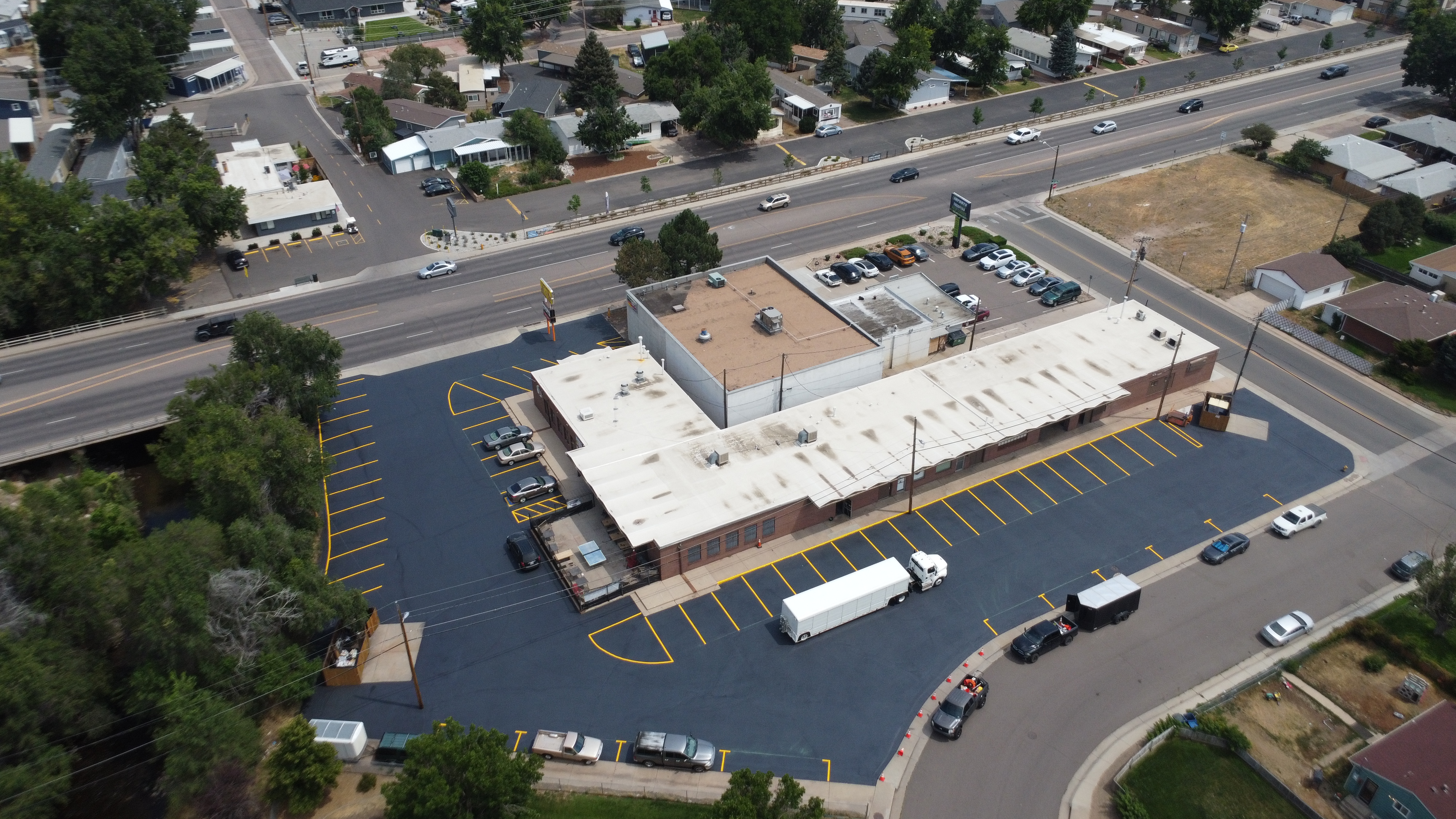 Sealcoated parking lot