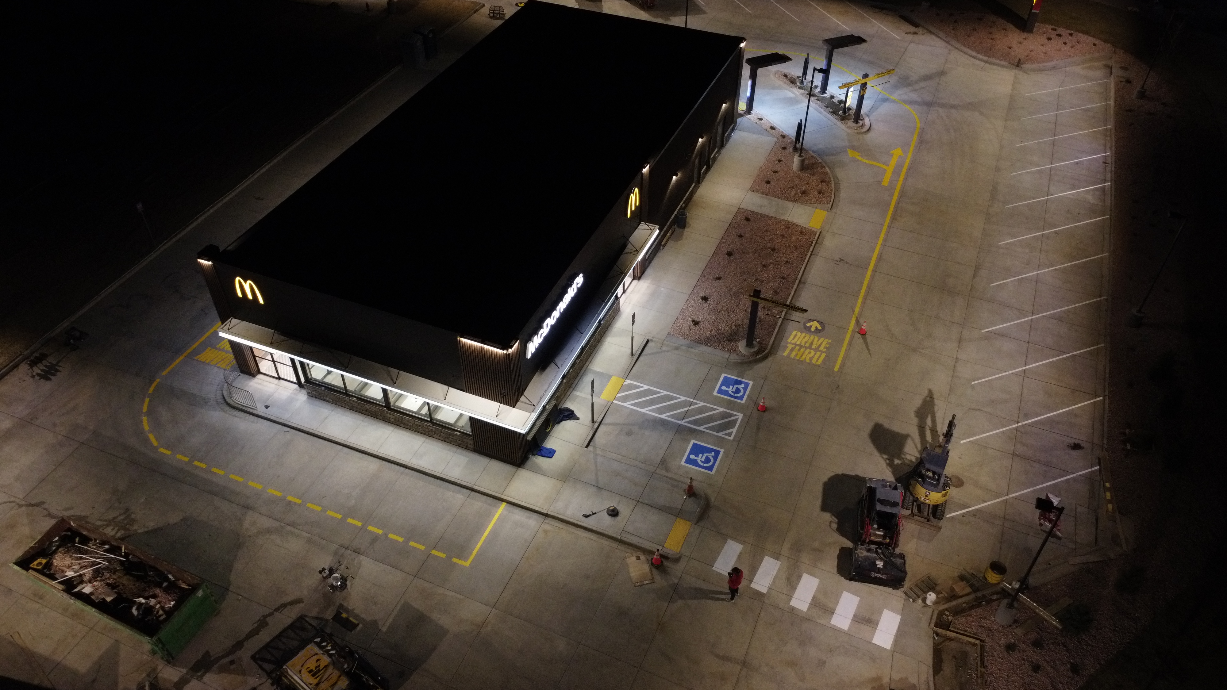 Parking lot striping at a McDonald's