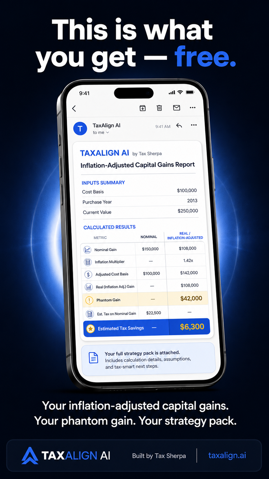 TaxAlign AI report preview on mobile phone