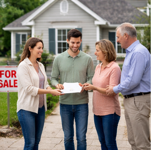 Connecticut homebuyers meeting with real estate agent to review mortgage documents and gift fund requirements