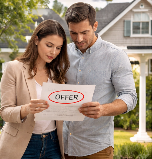 Homeowners reviewing accepted offer outside Connecticut house and planning next steps for capital gains tax