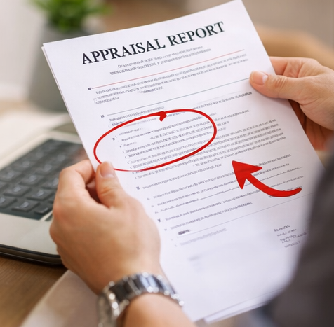 Close-up of home appraisal report highlighting property value differences that impact cost of living in Connecticut counties