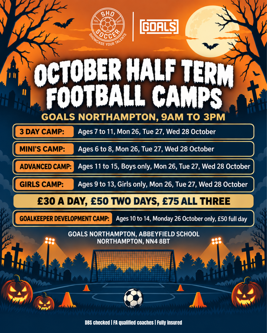 ShoSoccer October half term camps flyer