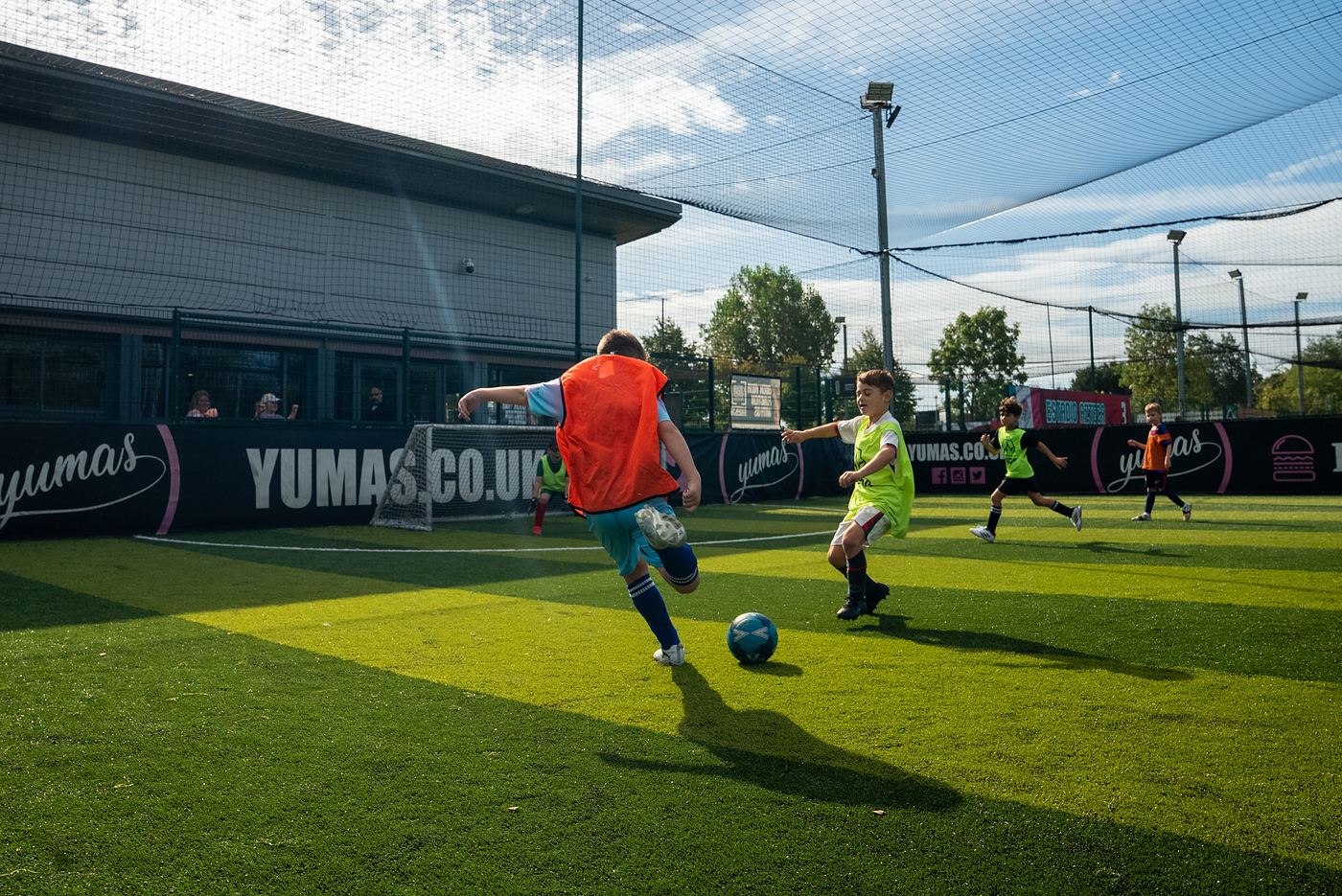 A player strikes the ball at goal