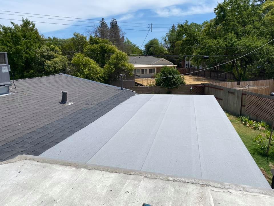 Close view of new roof shingles