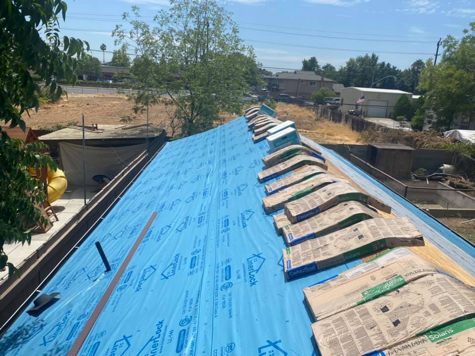Finished home roofing installation