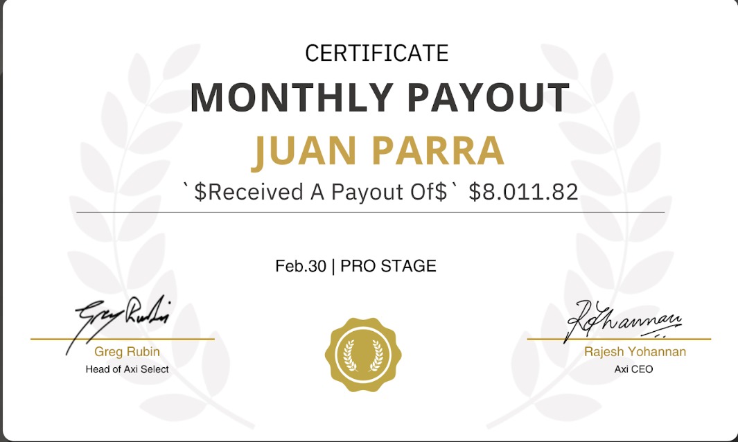 Certificado de pago de Juan Parra